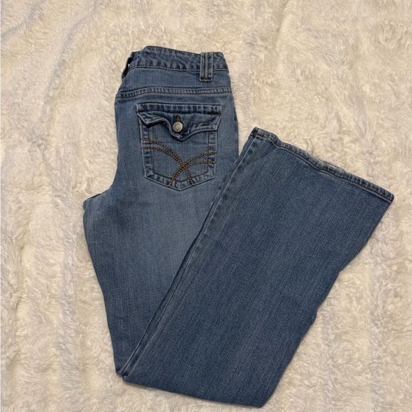 So Wear It Declare It Light Blue Jeans with Gold Accents - Picture 2 of 7
